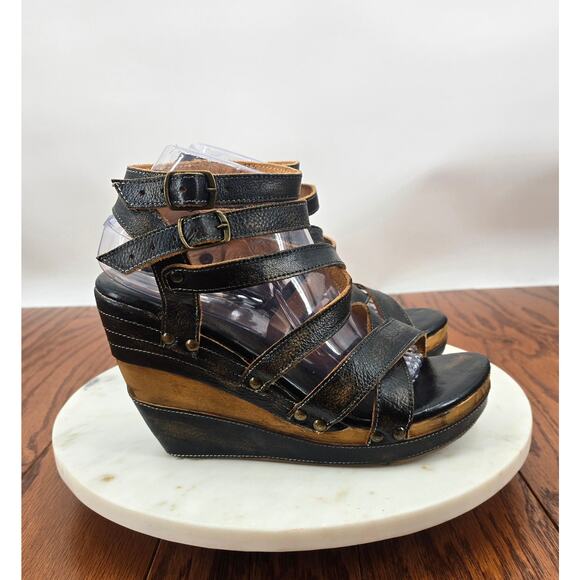 Bed Stu Juliana Wooden Wedge Sandals - Picture 1 of 8